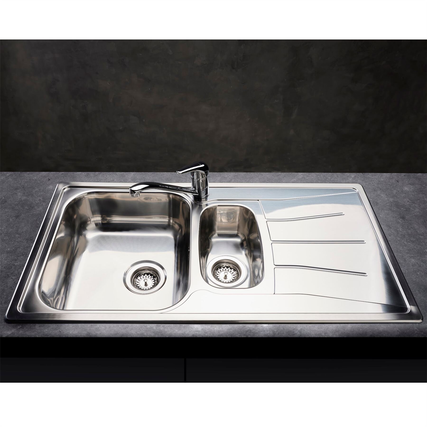 Reginox Diplomat 1.5 Bowl Kitchen Sink Inset Stainless Steel Reversible Waste